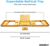 SMIRLY Bamboo Bathtub Tray Expandable: Bamboo Bath Tray for Tub with Book Stand, Bamboo Bathtub Caddy Tray for Luxury Bath, Bamboo Bath Caddy Tray for Tub, Bath Tub Table Caddy, Bath Tub Tray for Bath