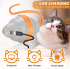 RIOFLY Automatic Cat Toys Interactive - Interactive Mouse Cat Toys with Led Light, USB Charging, Automatic Irregular Rolling, 2 Pcs Feathers and 2 Pcs Ribbon, Robotic Cat Moving Toys for Indoor Cats