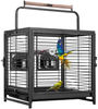 VIVOHOME 19 Inch Wrought Iron Bird Travel Carrier Cage for Parrots Conures Lovebird Cockatiel Parakeets