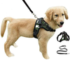 Heavy Duty Adjustable Pet Puppy Dog Safety Harness with Leash Lead Set Reflective No-Pull Breathable Padded Dog Leash Collar Chest Harness Vest with Handle for Small Medium Large Dogs Training Walking