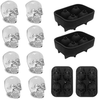 3D Skull Ice Mold-2Pack, Easy Release Silicone Mold,8 Cute and Funny Ice Skull for Whiskey, Cocktails and Juice Beverages, Black