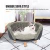 Cat Bed,Sturdy Wooden Frame cat Bed,Raised Wooden Frame pet Bed Plush Round Elevated cat Bed Nordic Style pet Stool Bed,Removable and Easy to Clean,Very Suitable for Kittens or Puppies