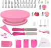 Gawren-H&E 65 PCS Cake Decorating Kit for Beginners,Pink Cake Decorating Supplies Kit with 24 Numbered Piping Tips 3 Flower Icing Tips 2 leaf Tips,Cake Decorating Tools Set with Cake Turntable