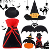 4 Pieces Halloween Pet Costumes Set Include Cat Cosplay Vampire Cloak Bowler Hat Cat Bat Cat Wizard Hat Pet Cosplay Costumes for Small Cats Funny Holiday Clothes for Halloween Party