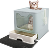 Foldable Cat Litter Box with Lid, Extra Large Covered Cat Litter Box with Litter Mat and Scoop, Enclosed Kitty Litter Box, Easy to Clean Litter Pan