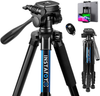 INSTAFOTO 66'' DSLR Camera Tripod for Canon Nikon with Remote Shutter, Phone/Tablet Holder, Carry Bag (Max. Load 11 lbs)