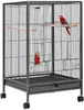 30 Inch Height Wrought Iron Bird Cage with Rolling Stand for Parrots Conure Lovebird Cockatiel