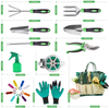 Abadu Stainless Steel Garden Tools Set - 13 Pieces Heavy Duty Gardening Tools with Storage Organizer, Ergonomic Hand Digging Weeder, Rake, Shovel, Trowel for Men & Women