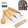 Wood Carving Tools 7 in 1 Wood Carving Kit with Hook Carving Knife, Detail Wood Knife, Whittling Knife, Leather Strop, Beech Spoon, Whetstone, Polishing Wax for Spoon, Bowl, Cup or General Woodwork