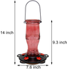 Juegoal Glass Hummingbird Feeders for Outdoors, 26 oz Wild Bird Feeder with 5 Feeding Ports, Metal Handle Hanging for Garden Tree Yard Outside Decoration, Red