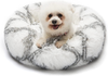 Calming Dog Bed for Small Medium Dogs Cats Donut Washable Pet Bed, 24 Inches Round Anti Anxiety Fluffy Plush Faux Fur Cat Bed,Non Slip Bottom Grey White Plaid