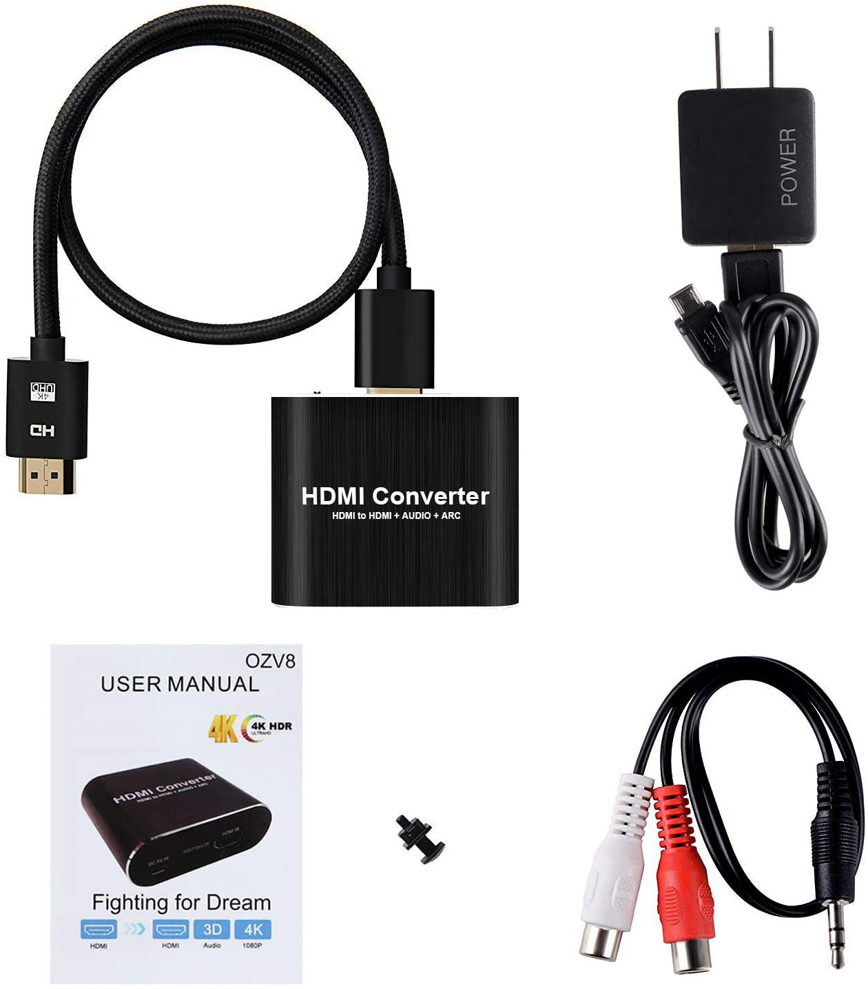 4K@60Hz HDMI Audio Extractor, Avedio links HDMI to HDMI + Optical Toslink  SPDIF + 3.5mm AUX Stereo Audio Out, HDMI Audio Converter Adapter Splitter