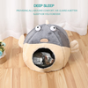 Cat Beds for Indoor Cats - Cat Bed Cave with Removable Washable Cushioned Pillow, Soft Plush Premium Cotton No Deformation Pet Bed, Lively Pufferfish Cat House Design, Grey, Multiple Sizes