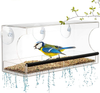 Window Bird House Feeder with Sliding Seed Tray Holder and 3 Extra Strong Suction Cups. Large Outdoor Birdfeeders for Wild Birds, Finch, Cardinal, and Bluebird