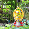 Hummingbird Feeder for Outdoors,34 Fluid Ounces Leak Proof Hand Blown Glass Bird Feeder Hang with Perch,,Include Hanging Rope, 2 Hook