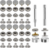 120-Sets Leather Snap Fasteners Kit - 1/2" inch Metal Snap Button，6 Color Heavy Duty Snaps for Bracelets,Down Jacket,Jeans Wear,DIY Crafts