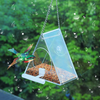 SUQ I OME Acrylic Clear Triangle Hanging Wild Window Bird House Feeder with Strong Suction Cup Small,Clear Acrylic, Easy Clean, Outside Feeders for Transparent View