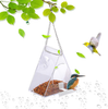 SUQ I OME Acrylic Clear Triangle Hanging Wild Window Bird House Feeder with Strong Suction Cup Small,Clear Acrylic, Easy Clean, Outside Feeders for Transparent View