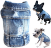 Dog Jean Jacket, Puppy Blue Denim Lapel Vest Coat Costume, Girl Boy Dog T-Shirt Clothes, Cool and Funny Apparel Outfits, Machine Washable Dog Outfits for Small Medium Dogs Cats