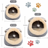 Cat Beds for Indoor Cats - Small Dog Bed with Anti-Slip Bottom, Rabbit-Shaped Cat/Small Dog Cave with Hanging Toy, Puppy Bed with Removable Cotton Pad, Super Soft Calming Pet Sofa Bed (Grey Small)