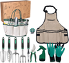 GERAMEXI Garden Tools Set 11 Pieces,Gardening Kit with Heavy Duty Aluminum Hand Tool,Gardening Handbags,Apron and Digging Claw Gardening Gloves for Women,Heavy Duty Gardening Tool Set