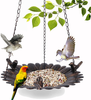 Kimdio Bird Feeder for Outside, Bird Baths for Outdoors, Feeders Hanging Tray, Seed Tray for Hanging, Outdoor Garden Backyard Decorative Great for Attracting Pet Hummingbird Feeder