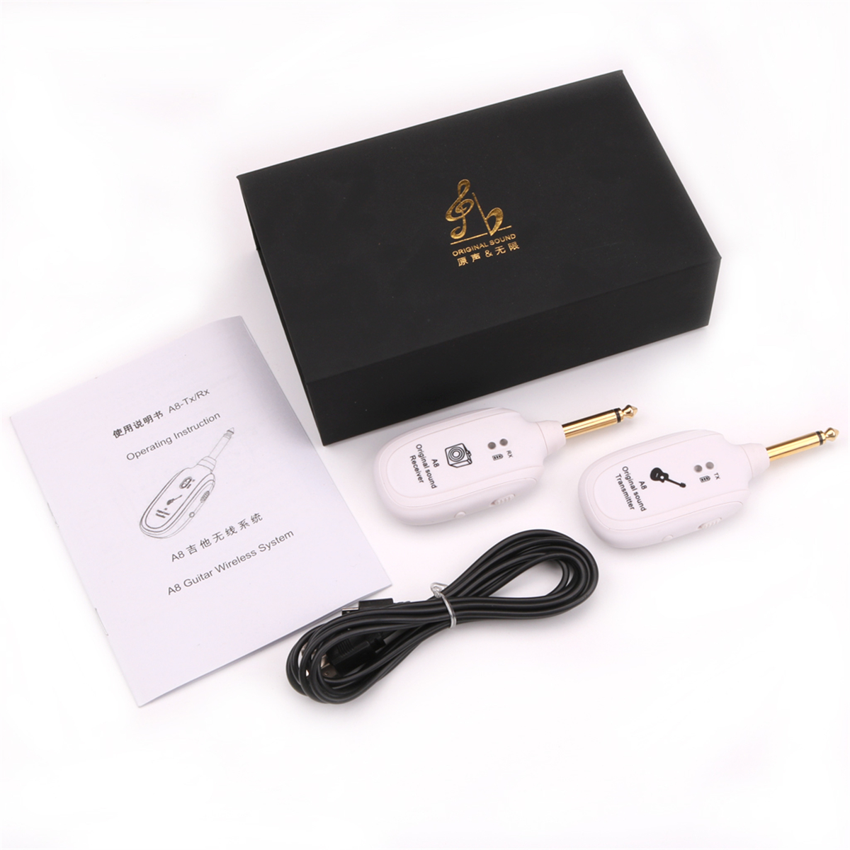 A8-TX/RX Wireless Audio Transmitter Receiver System for Electric Guitar Bass Violin