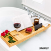 SMIRLY Bamboo Bathtub Tray Expandable: Bamboo Bath Tray for Tub with Book Stand, Bamboo Bathtub Caddy Tray for Luxury Bath, Bamboo Bath Caddy Tray for Tub, Bath Tub Table Caddy, Bath Tub Tray for Bath