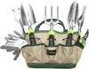Finnhomy 8 Piece Garden Tool Set with Garden Tote Bag and Work Gloves - Hand Tools with Ergonomic Handles Including Trowel, Cultivator, Transplanter, Fork, Weeder, Pruning Shears