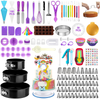 Cake Decorating Supplies Kit 407pcs, Baking Tools Set for Cakes – 3 Packs Springform Cake Pans Cake Rotating Turntable 48 Numbered Piping Icing Tips 4 Russian Nozzles 8 Fondant Tools for Beginners