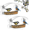 NIUXX 2Pcs Window Bird Feeder with Strong Suction Cups, 2 in 1 Set Hanging Birdfeeder with 2 Sectioned Seed Tray, Outdoor Birdfeeder with Waterproof Roof, Birdhouse Kits for Wild Finch, Cardinal