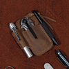 YUPVM Handmade Leather Sheath Folding Knife Flashlight Holder EDC Tool Brown