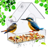 Clear Acrylic Window Bird Feeder Wild Bird Feeder Bird Feeder Hanging Bird House Including Strong Suction Cups and Seed Tray for Indoor Bird Watching Garden Decoration (Triangle)