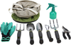 Garden Tools Set | Gardening Gifts | Gardening Tools Set | 9 Piece Garden Tool Set | Digging Claw Gardening Gloves Succulent Tool Set | Planting Tools | Gardening Supplies Basket | Rake Gloves