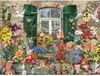 Bits and Pieces - 1000 Piece Jigsaw Puzzle for Adults 20" x 27" - Flowers Outside - 1000 pc Collage Flower Window Bird House Spring Butterfly Cottage Jigsaw by Artist Barbara Behr