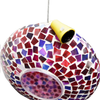Bird Feeder 9 Inch for Outside Round Decorative Birdfeeder with Glass Mosaic Design for Outdoors Hanging