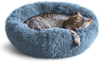 Whiskers & Friends Calming Cat Bed, Cat Bed for Indoor Cats, Calming Dog Bed for Small Dogs, Orthopedic Cat Bed, Donut Cat Bed, Dog beds for Small Dogs, Up to 25lbs, Washable (Navy-Gray)
