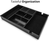 Valet Tray for Men, Nightstand Organizer, Entry Table Organizer, Catch All Tray, Dresser Organizer, Black Faux Leather Box, 6 Compartments