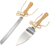 Wedding Cake Knife and Server Set with Champagne Glasses for Rustic, Country Theme (4 Pieces)