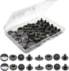 12 Sets Heavy Duty Leather Snap Fasteners Kit, 15mm Metal Snap Buttons Kit Press Studs with 4 Install Tools, Leather Rivets and Snaps for Clothing, Leather, Jeans, Jackets, Bracelets, Bags (Black)