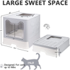 Foldable Cat Litter Box with Lid, Enclosed Cat Potty, Top Entry Anti-Splashing Cat Toilet, Easy to Clean Including Cat Litter Scoop and 2-1 Cleaning Brush (Grey), Large
