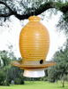 Beehive Hanging Bird Seed Feeder: Hand-thrown Weatherproof Stoneware Pottery, Butternut Color