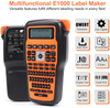 MarkDomain Industrial Label Maker Printer, E1000 Label Machine, QWERTY Keyboard, Multiple Symbols, Barcode Printing, Labeller for Industrial Labeling Jobs, Replace P Touch TZe Label Tape, Orange