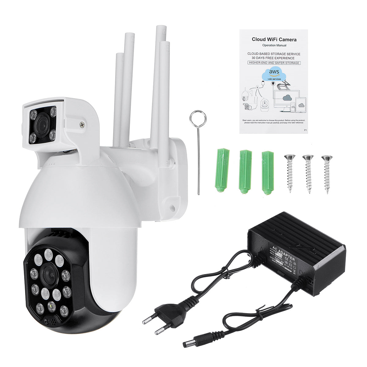 1080P Wireless WIFI IP Camera Outdoor Dual Lens CCTV PTZ Home Security IR Camera