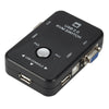 GRWIBEOU HW1701 2 Port USB HDMI Manual KVM Switcher 2 In 1 Out 4K 1080P VGA Splitter Box for Sharing Keyboard Mouse Monitor (Black)