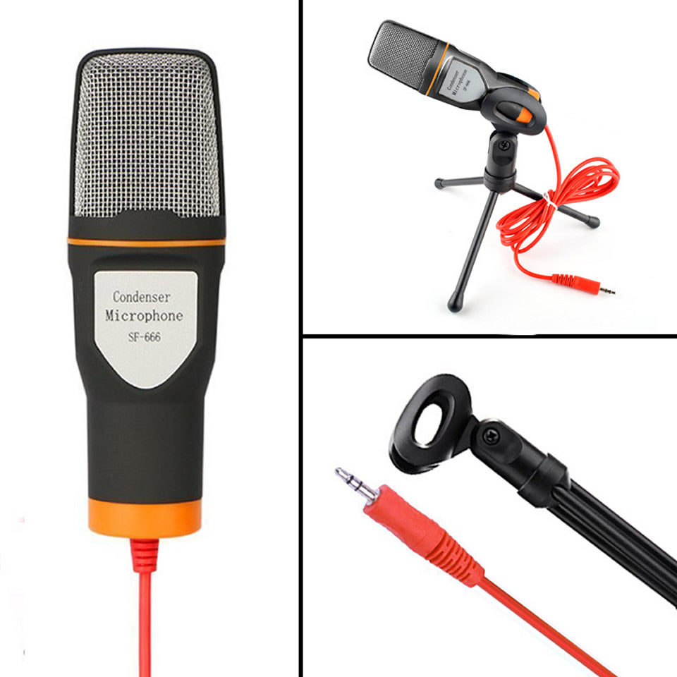 SF666 Professional Condenser Microphone for computer Laptop Singing Speech Meeting Desktop Studio 3.5mm Microphone