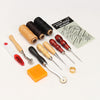 13pcs Wood Handle Leather Craft Tools Kit Leather Hand Sewing Tool Punch Cutter DIY Set