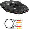 3-Way Audio Video AV RCA Switch Selector Box Splitter for Xbox, DVD, VCR, PS2 and Wii with AV Cable