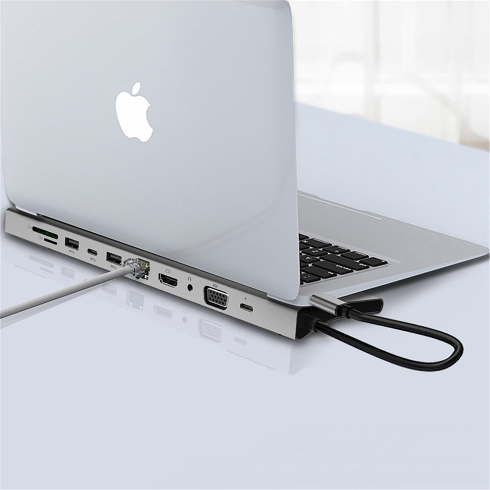 Bakeey 11-in-1 USB-C Hub Adapter with 3 * USB 3.0/USB-C/87W Type-C PD Charging/4K HD Display/VGA/Ethernet RJ45 Port/3.5mm Audio Jack/Memory Card Readers