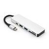 5-in-1 Type-C to 2-Port USB 3.0 Type-C PD Charge Hub SD TF Card Reader Support OTG Function